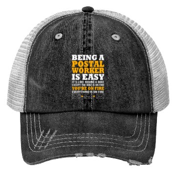 Discover Being A Postal Worker Is Easy Funny Mailman Trucker Hats