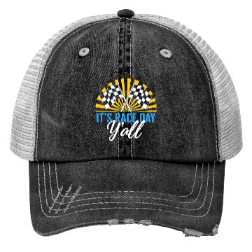 Discover It's Race Day Y'all Trucker Hats, Race Day Checkered