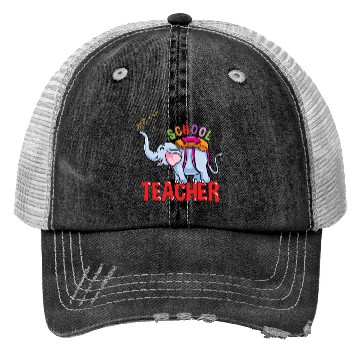 Discover Back To School Elephant School Teacher Trucker Hats