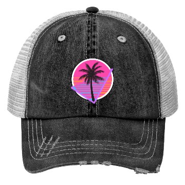 Discover Neon Sunset Palm Tree Trucker Hats