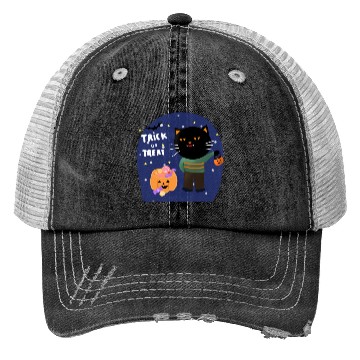 Discover Trick or Treat cartoon design Trucker Hats