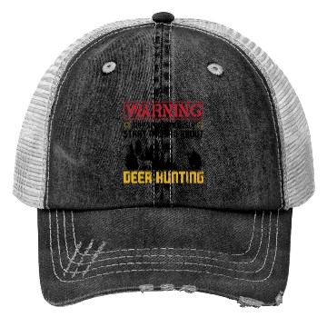 Discover Buck Deer Hunting Hunter Warning Trucker Hats