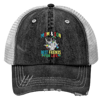 Discover Mom And Son Best Friends For Life Autism Awareness Trucker Hats