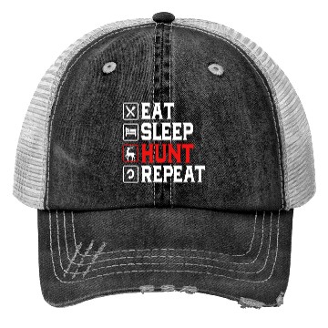 Discover Deer Hunting Hunter Eat Sleep Hunt Repeat Trucker Hats