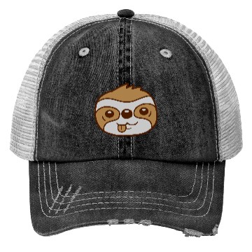 Discover face sloth cartoon head Trucker Hats