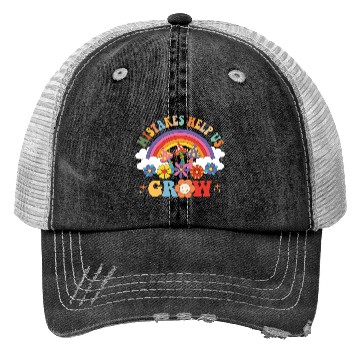 Discover Mistakes Help Us Grow Groovy Growth Mind Rainbow Trucker Hats