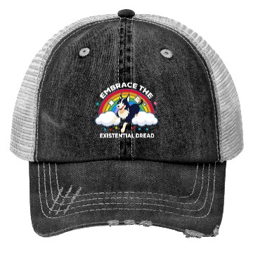Discover Embrace The Existential Dread Dog Rainbow Trucker Hats