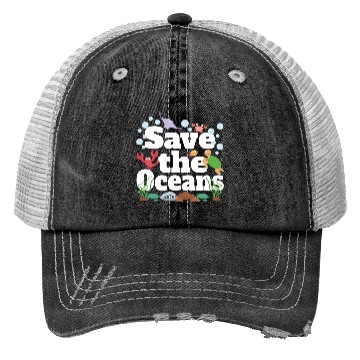 Discover Save The Oceans No Plastic Trucker Hats