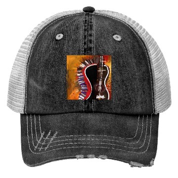 Discover abstract colorful guitar painting Trucker Hats