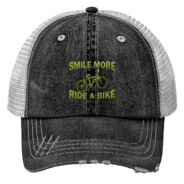 Discover SMILE MORE RIDE A BIKE Trucker Hats