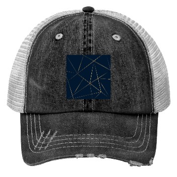 Discover Luxury Gold Navy Blue Geometric Polygon Trucker Hats