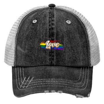 Discover Love Rainbow Flag LGBT Tolerance Heart Pride Trucker Hats