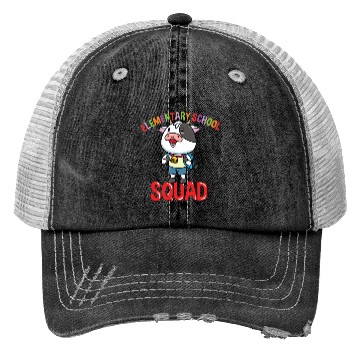 Discover Cow Back To School Elementary School Squad Trucker Hats