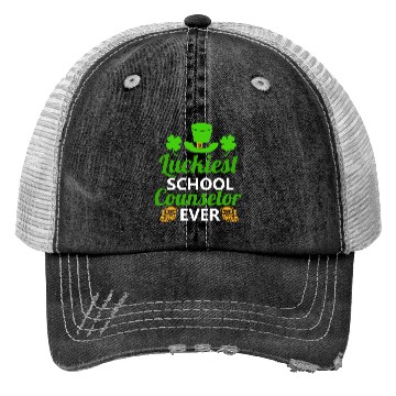 Discover Luckiest School Counselor Ever St. Patrick's Day Trucker Hats