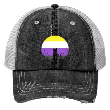Discover Cat Moon LGBT Nonbinary Flag Trucker Hats