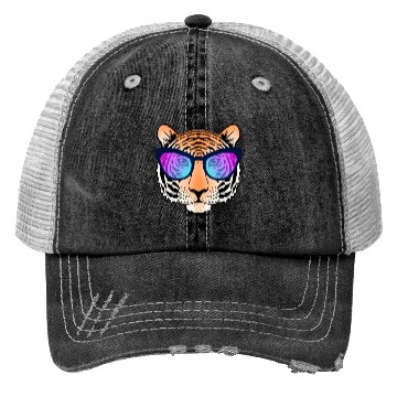 Discover Tiger Head with Sunglasses Trucker Hats