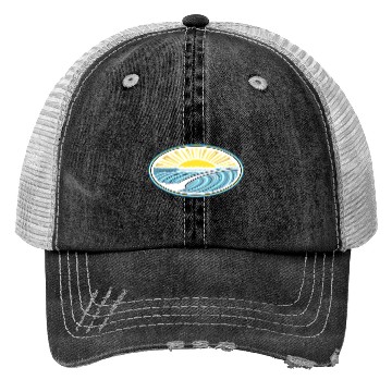 Discover Surf Sunrise Oval Trucker Hats