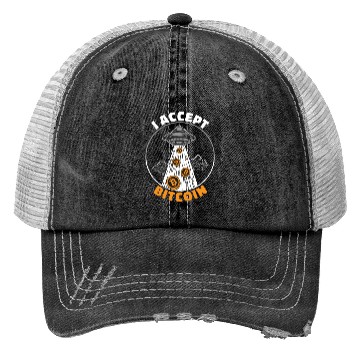 Discover Cryptocurrency I Accept Bitcoin UFO Trucker Hats