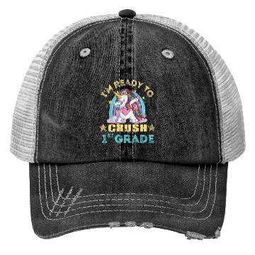 Discover I'm Ready To Crush 1st Grade Dinosaur Trucker Hats