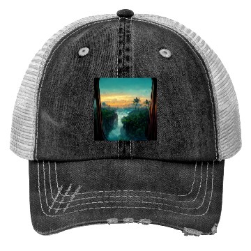 Discover Paradise island painting Trucker Hats