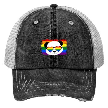 Discover Rainbow Panda Bear LGBT Gay Pride Trucker Hats
