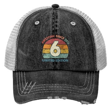 Discover Kids 6 Years Old Baseball Themed 6th Birthday Trucker Hats