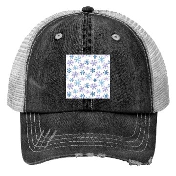Discover Modern Snowflakes Pattern White Trucker Hats