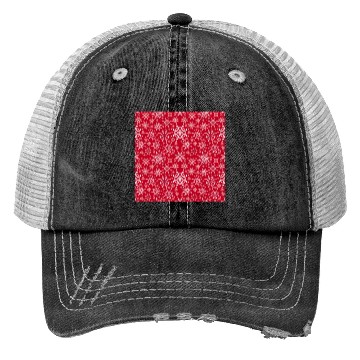 Discover Snowflakes Pattern Red White Trucker Hats