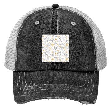 Discover Modern Snowflakes Pattern White Gold Trucker Hats