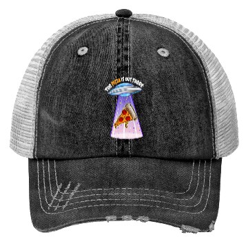 Discover Funny Pizza UFO Alien Abduction Trucker Hats