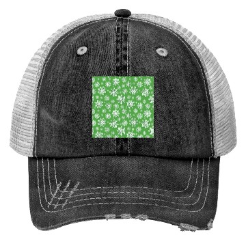 Discover Modern Snowflakes Pattern White Green Trucker Hats