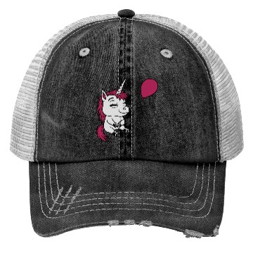 Discover Happy balloon unicorn comic Trucker Hats