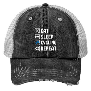 Discover Eat Sleep Cycling Repeat Trucker Hats