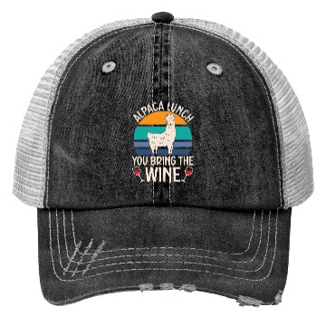 Discover Alpaca Lunch You Bring The Wine Drinker Llama Trucker Hats