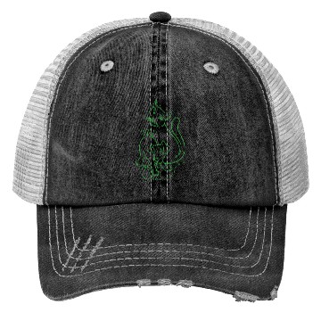 Discover Cat And Dog Green One Trucker Hats