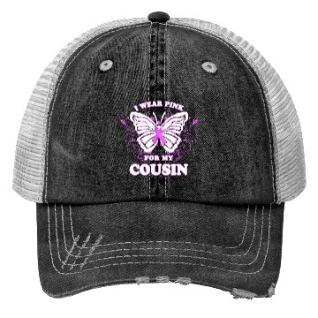 Discover Breast Cancer Awareness Wear Pink Ribbon Cousin Trucker Hats