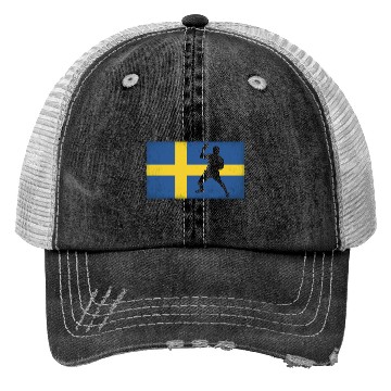 Discover Sweden Table Tennis Player Swedish Flag Trucker Hats