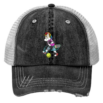 Discover Tennis PLayer Unicorn Tennis Trucker Hats