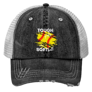 Discover tough girls play softball Trucker Hats