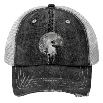 Discover Halloween Werewolf Full Moon Bats and Black trick Trucker Hats