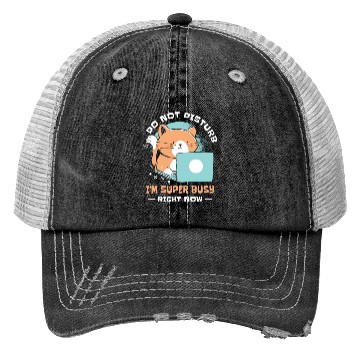 Discover Working Busy Cat Employee Cat Owner Worker Trucker Hats