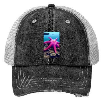 Discover Pink starfish Trucker Hats