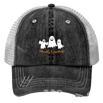 Discover Ghostly Greetings, Halloween Ghostly Greetings Trucker Hats
