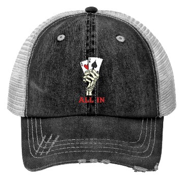 Discover Poker Player Poker Cards Ace Skeleton Hand Poker Trucker Hats