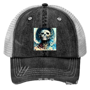 Discover Extremely Realistic Skull in Abstract Art Trucker Hats