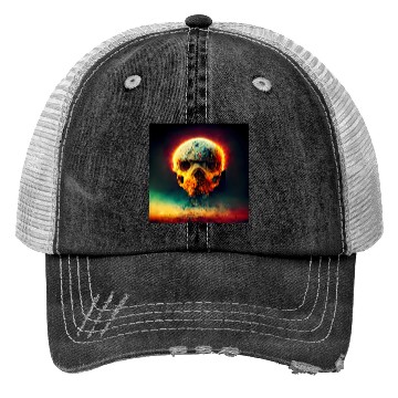 Discover Extremely Realistic Skull in Abstract Art Trucker Hats