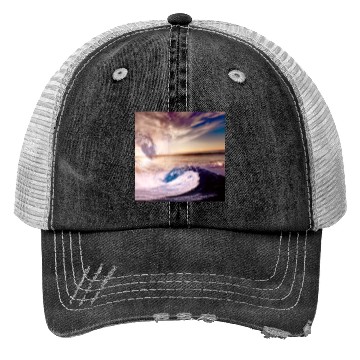 Discover dark blue ocean waves storm fantasy Trucker Hats