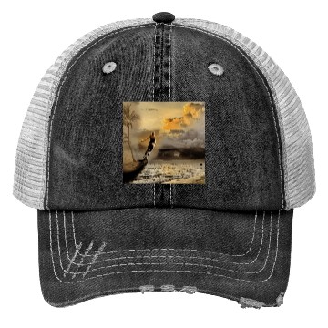 Discover dark blue ocean waves storm fantasy Trucker Hats