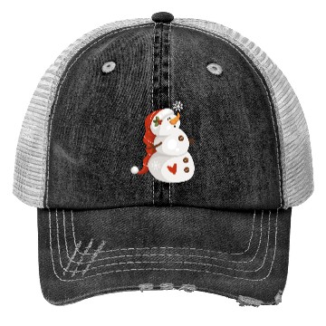 Discover Cute snowman with snowflakes Trucker Hats