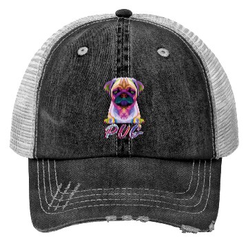 Discover Dog Breed Colorful Pug Trucker Hats
